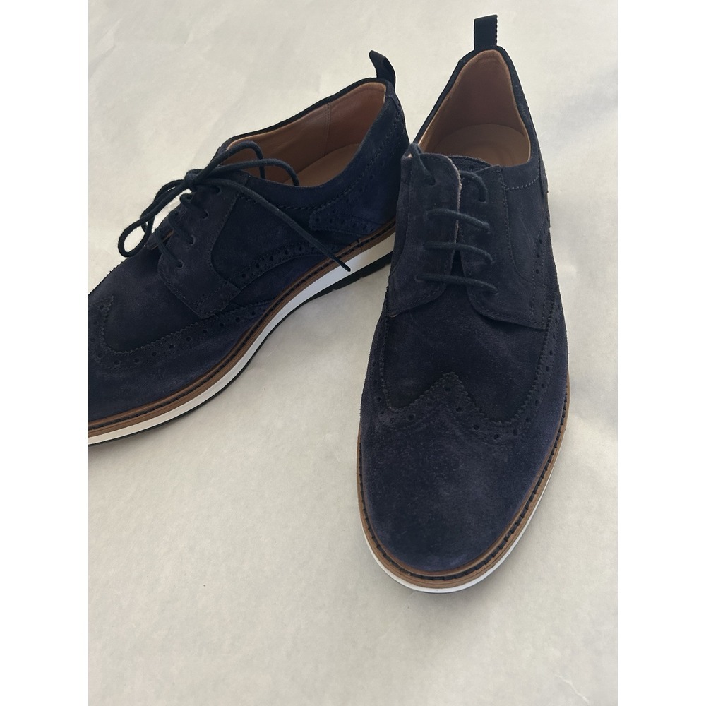 Clarks Mens‎ Chantry Wing Navy Blue Suede Leather Wingtip Oxfords 9 Casual NWOB